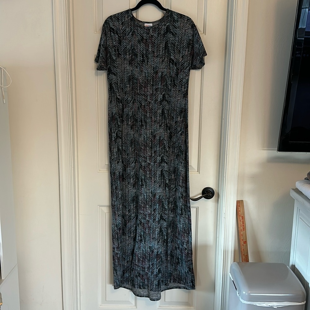 LulaRoe blue/black pattern long dress size Med